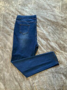 Jvini Fashion Plus Size 3XL Distressed Pull On Jeggings Blue Denim Stretch Jeans